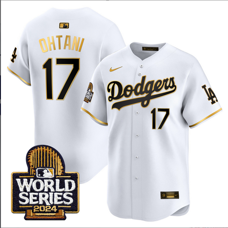 Men MLB Los Angeles Dodgers #17 Ohtani white 2024 World Series Champions Patch Limited Jersey20241105 style 3->los angeles dodgers->MLB Jersey